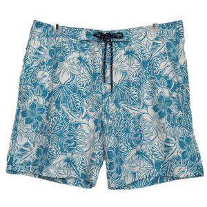 Surfside Supply Men’s XL Board Shorts Blue White Floral Hawaiian Print XL NEW